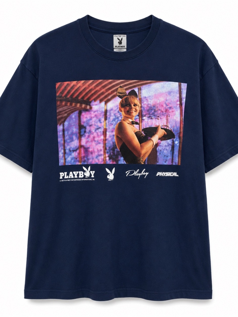 PLAYBOY Navy Tee with Retro Multicolor Photo